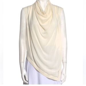 Proenza Schouler Shirt Size 6 Cream Sleeveless Asymmetrical Tunic Top